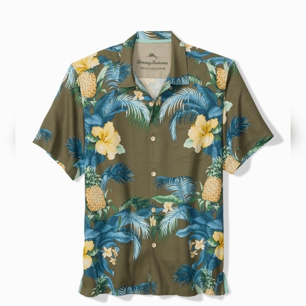 Tommy Bahama Olive Tropical Print Men's Shirt